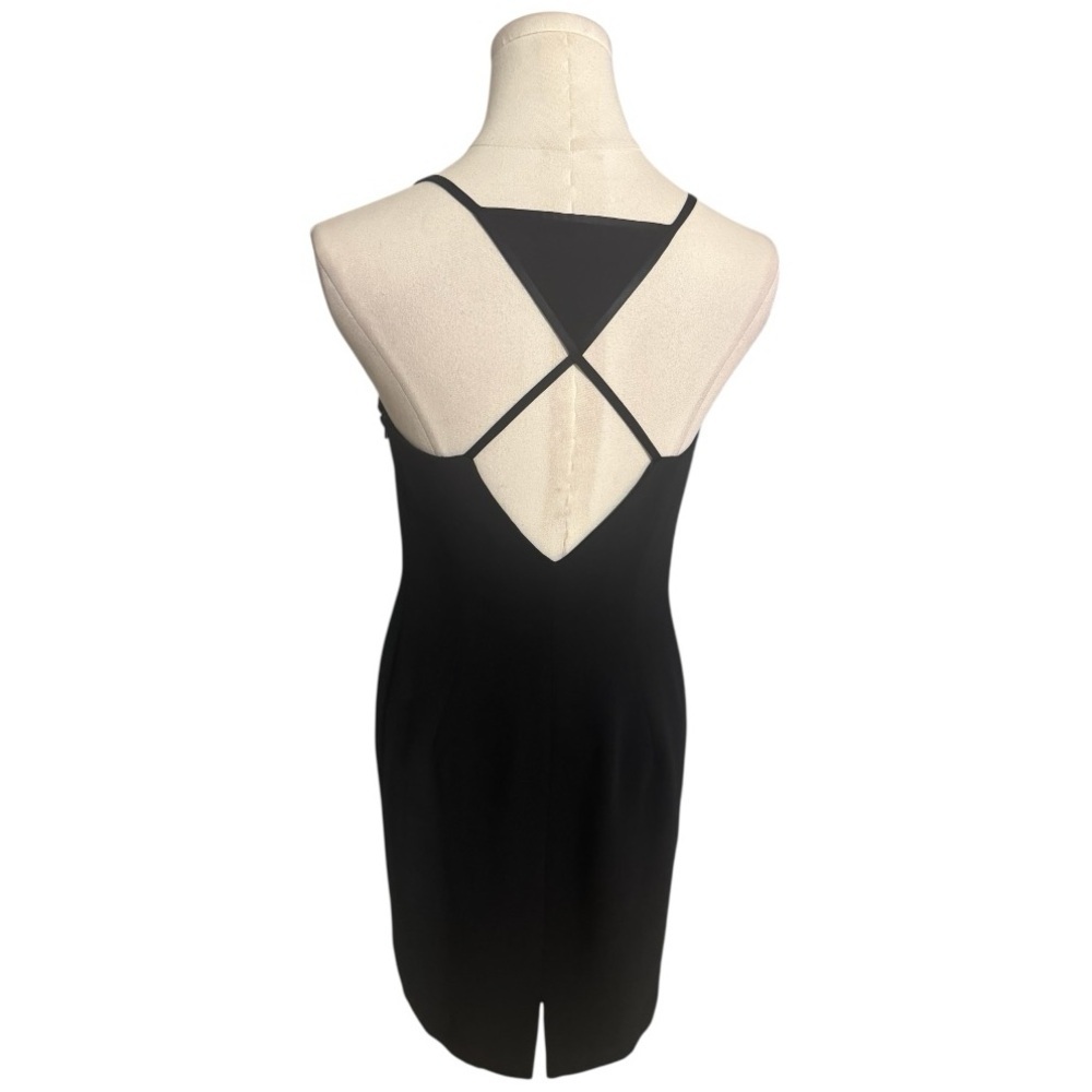 Jones New York Black Strappy Dress 6P 6 Petite Cocktail Party Sheath Sleeveless